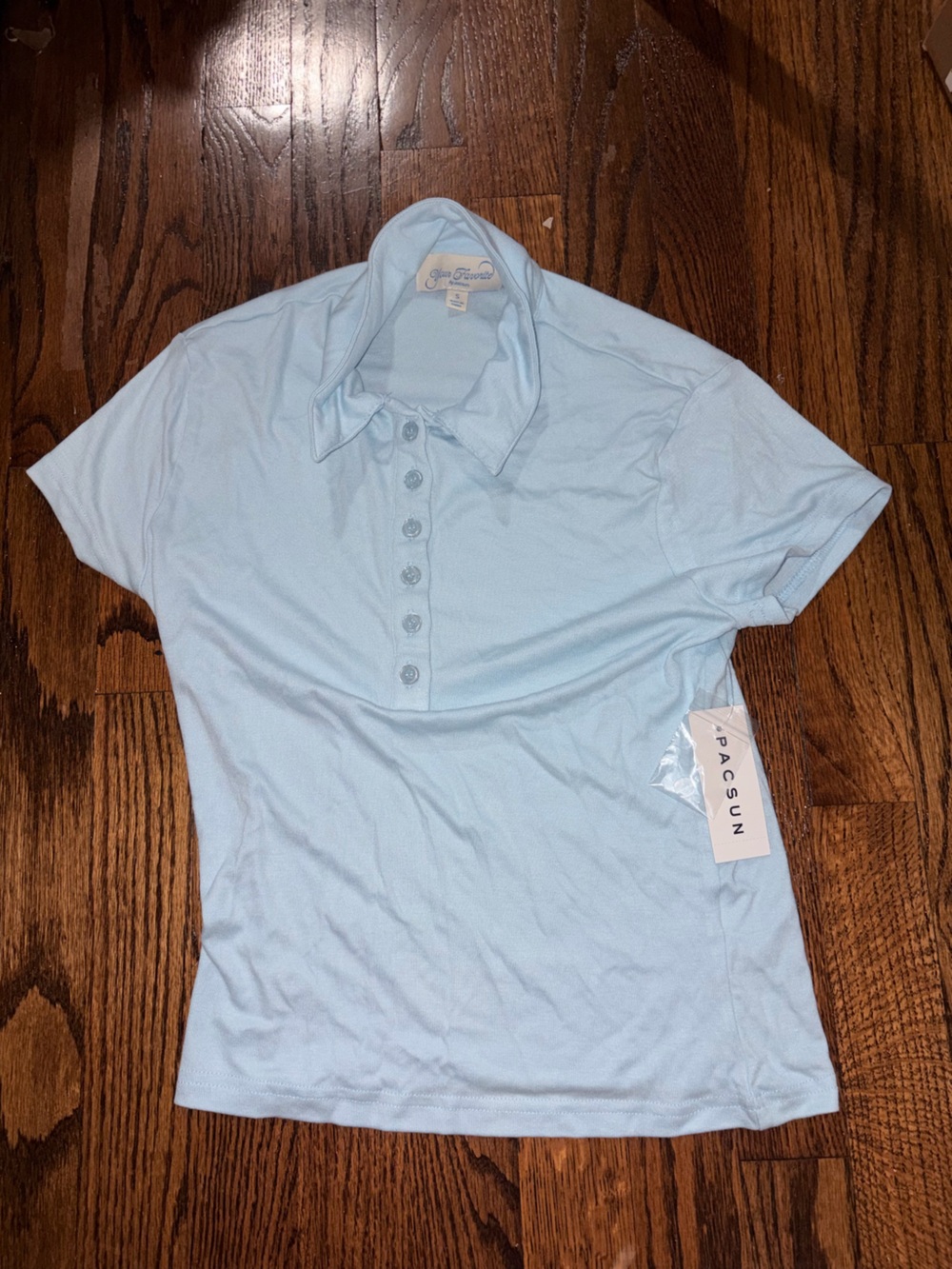 PacSun Women’s Small Sky Blue Henley Polo Shirt - New With Tags NWT